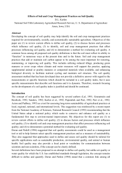 Effects of Soil and Crop Management Practices on Soil Quality