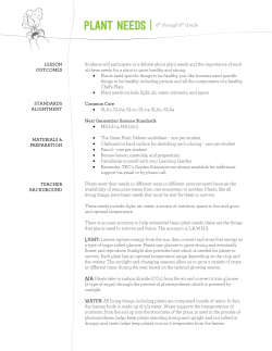 PLANT NEEDS | 6th through 8th Grade