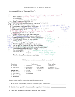 How Do Readers Approach A Poem? My Annotated Copy of &ldquo;Snow