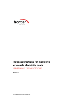 Input assumptions for modelling wholesale electricity costs
