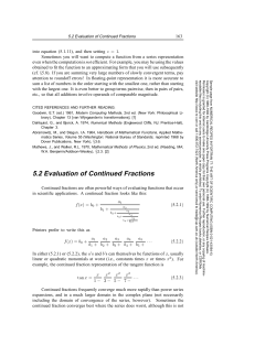 5.2 Evaluation of Continued Fractions