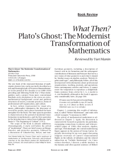 Plato`s Ghost: The Modernist Transformation of Mathematics