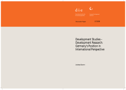 Development Studies – Development Research: Germany`s Position