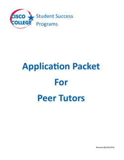 Application Packet For Peer Tutors