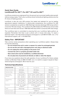 Quick Start Guide LumiGrow&reg; Pro 325&trade;, Pro 325&trade; HV