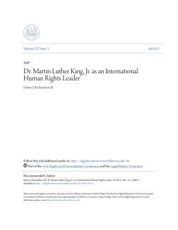 Dr. Martin Luther King, Jr. as an International Human Rights Leader