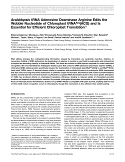 Arabidopsis tRNA Adenosine Deaminase Arginine