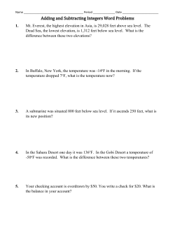 Adding and Subtracting Integers Word Problems