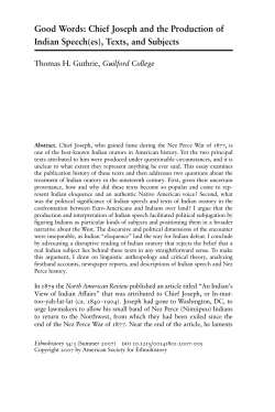 Good Words: Chief Joseph and the Production of Indian Speech(es