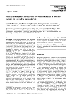 5-methyltetrahydrofolate restores endothelial function in uraemic