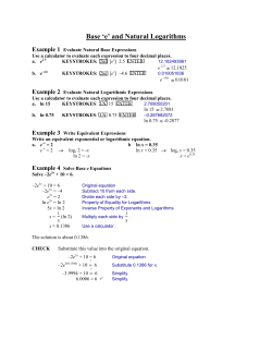 Base `e` and Natural Logarithms