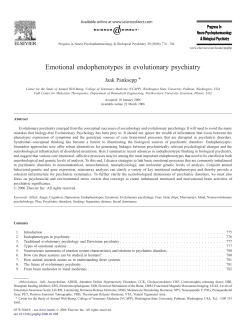 Emotional endophenotypes in evolutionary psychiatry