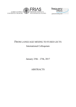 International Colloquium January 25th &ndash; 27th, 2017 ABSTRACTS