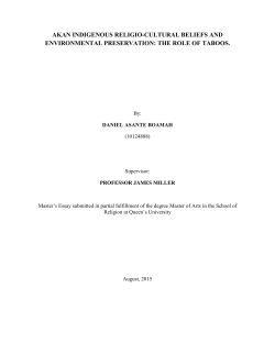 akan indigenous religio-cultural beliefs and environmental
