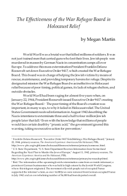 The Effectiveness of the War Refugee Board in Holocaust Relief