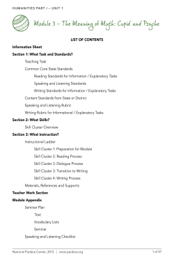 Module 3 - The Meaning of Myth: Cupid and Psyche