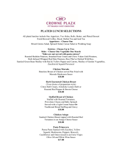 PLATED LUNCH SELECTIONS