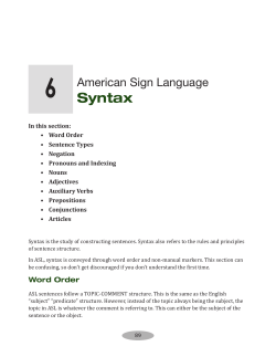 American Sign Language - Syntax