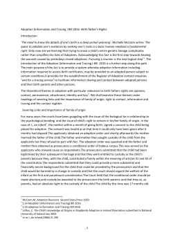 , 1 Adoption (Information and Tracing ) Bill 2016