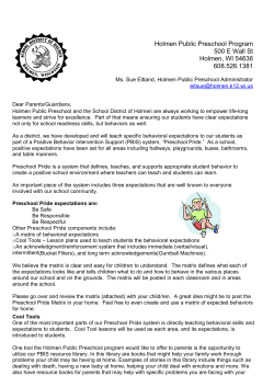 PBIS Parent Letter - School District of Holmen