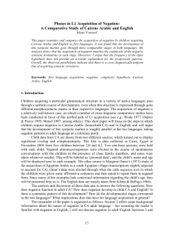 Phases in L1 Acquisition of Negation