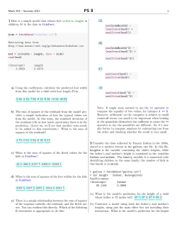 Math 243 &ndash; Summer 2012 1 1 Here is a simple model that relates