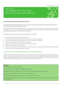 sustainability audit tool - education and care services