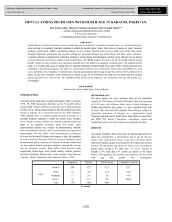 mental stress decreases with older age in karachi, pakistan.