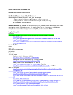 Lesson Plan Title: The Discovery of DNA Concept/Topic to Teach