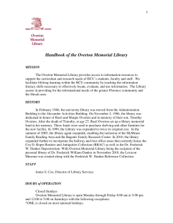 Handbook of the Overton Memorial Library