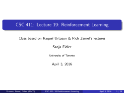CSC 411: Lecture 19: Reinforcement Learning