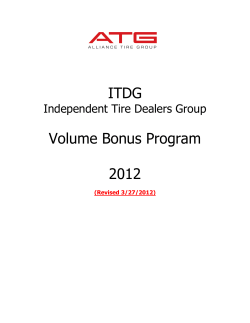ITDG Volume Bonus Program 2012 - Independent Tire Dealers Group