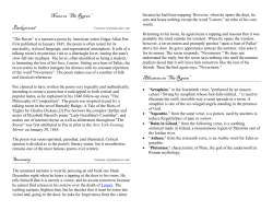 Notes on &ldquo;The Raven&rdquo; Background Summary Allusions in &ldquo;The Raven&rdquo;