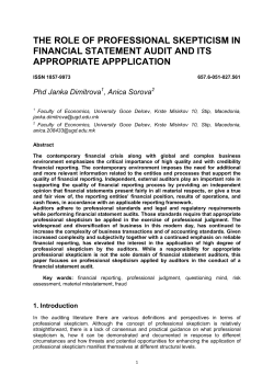 THE ROLE OF PROFESSIONAL SKEPTICISM IN FINANCIAL
