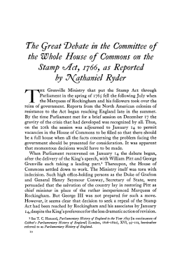 The Great Debate in the Committee of the Whole House of