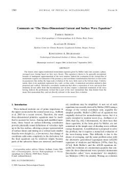Comments on &ldquo;The Three-Dimensional Current and Surface Wave