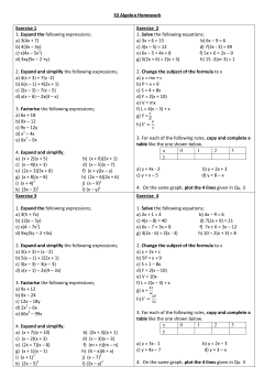 S3 Algebra Homework Exercise 1 1. Expand the following