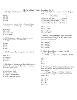 AP Chem Final Practice Questions (Set #1)