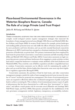 Place-based Environmental Governance in the Waterton Biosphere