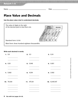 Place Value and Decimals