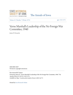 Verne Marshall`s Leadership of the No Foreign War Committee, 1940