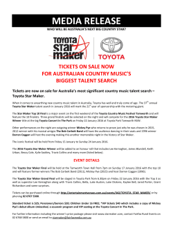MEDIA RELEASE - Toyota Star Maker