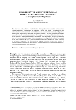 MEASUREMENT OF ACCULTURATION, SCALE