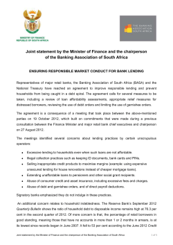 Joint statement by the Minister of Finance and