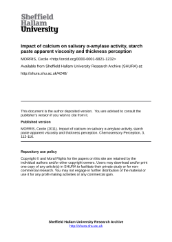 Impact of calcium on salivary α-amylase activity, starch paste
