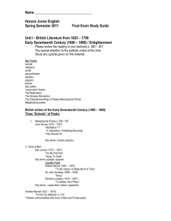 Honors Junior English Spring Semester 2011 Final Exam Study