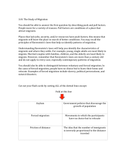 3.01 The Study of Migration You should be able to answer the first