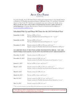 Scheduled Pick Up and Drop Off Times for the 2017