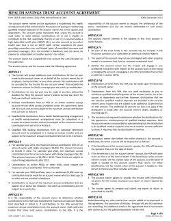 HEALTH SAVINGS TRUST ACCOUNT AGREEMENT
