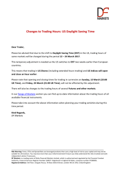 Changes to Trading Hours: US Daylight Saving Time